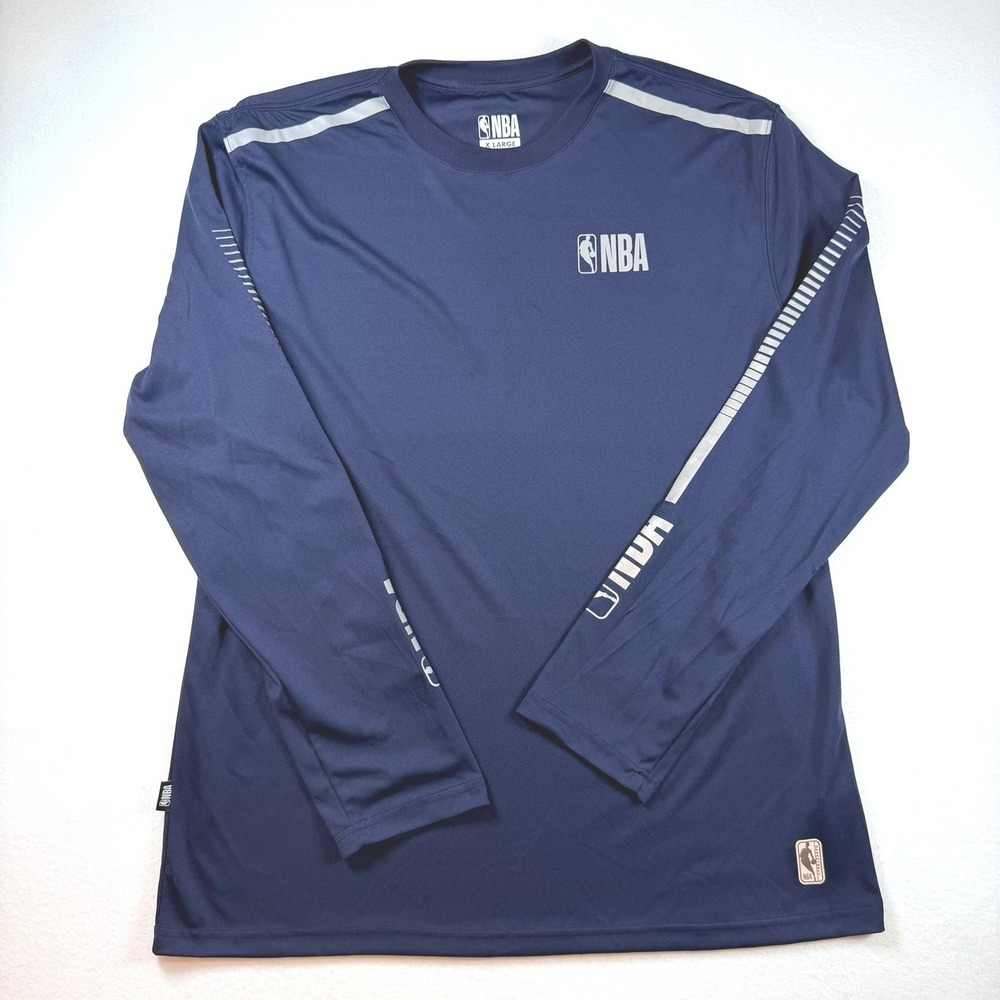 NBA Mens Long Sleeve Performance Shirt Navy Blue XL Graphic Activewear Tee